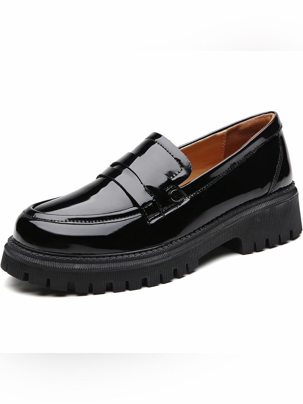 Patent Leather Black Platform Loafer for Women